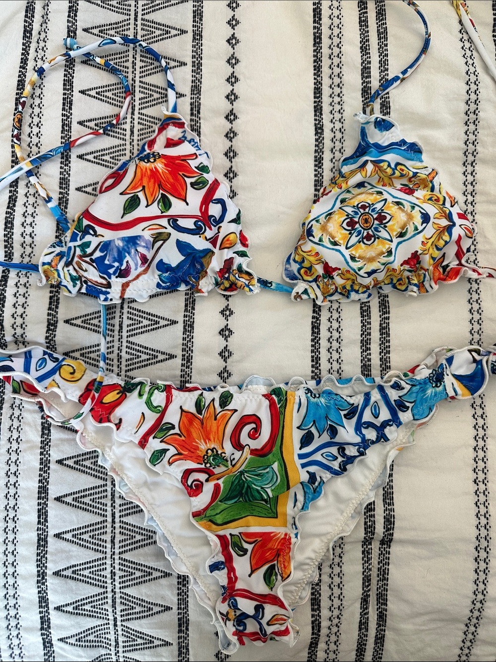 🍋 Italian Positano Bikini Set - Multicolor